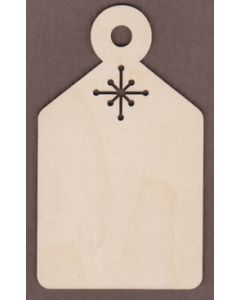 WT9021-Laser cut Tapered Gift Tag Snowflake Top-5 1/8" tall x 3" wide