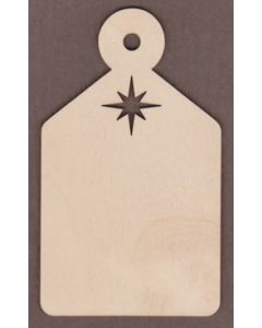 WT9036-Laser cut Tapered Gift Tag Star Top-5 1/8" tall x 3" wide