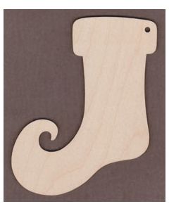 WT9364-Curly Stocking Ornament--3" tall x 2 3/8" wide