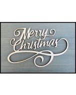 WS2302 Scroll Merry Christmas Wooden Word Sign 8" wide x 5 1/ 4" tall