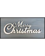 WS2307 One piece Laser Cut Merry Christmas Sign 8" wide x 2 3/4" tall