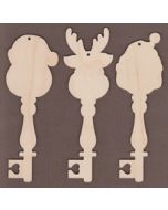 WT2722-Decorative Key Set-Santa and Friends Trio by Jeanne Bobish