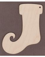 WT9365-Curly Stocking Ornament--4" tall x 3 1/4" wide
