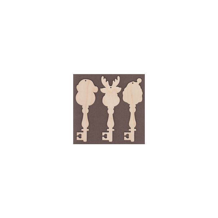 WT2722-Decorative Key Set-Santa and Friends Trio by Jeanne Bobish