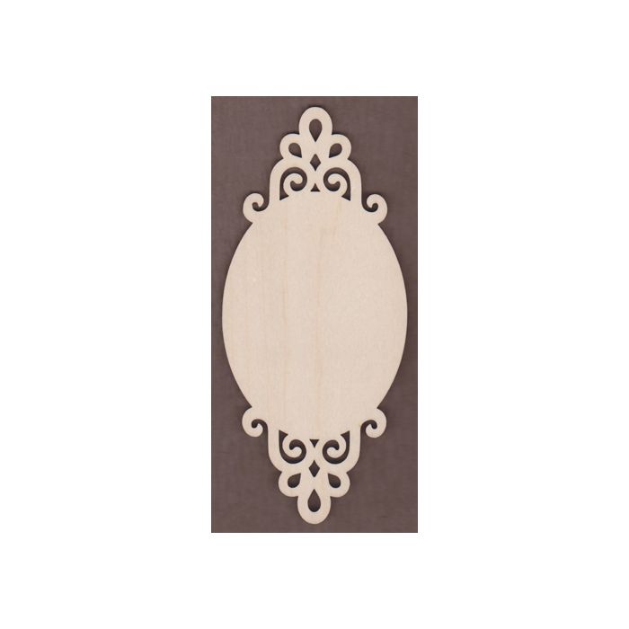 WT2623-Laser cut Tall Oval Ornament-Double Scroll-6 3/4