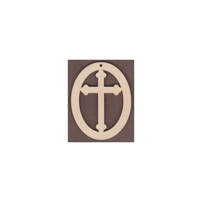 WT1957-Laser cut Cross Oval Ornament